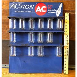 AC SPARK PLUGS WALL MOUNT PARTS RACK WITH PARTS JARS