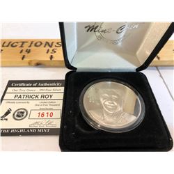 PATRICK ROY COLLECTORS COIN - 1 SILVER OZ