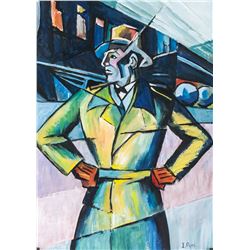 Ivan Puni Russian Suprematist Gouache on Paper