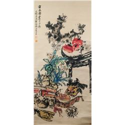 Zhu Qizhan 1892-1996 Chinese Watercolor Scroll