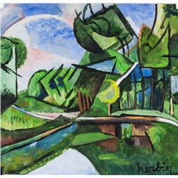 Auguste Herbin French Cubist Tempera Oil on Paper