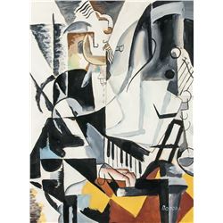 Lyubov Popova Russian Cubist Gouache on Paper