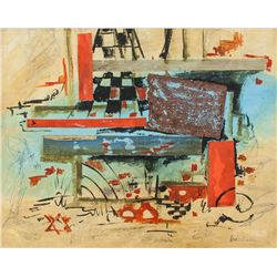 Dieter Roth German-Swiss Modernist Oil on Canvas