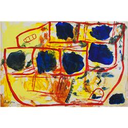 American Abstract Oil on Canvas Signed Illegibly