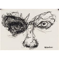 Polish Surrealist Ink on Paper Signed Illegibly