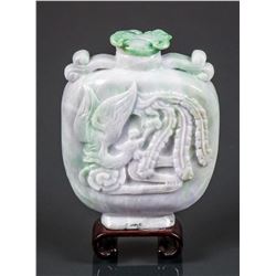 Large Green Jadeite Carved Bottle Snuff Bottle