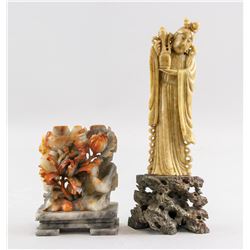 Two Assorted Chinese Hardstone Decorative Items