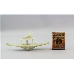 Egyptian Jade Seth Boat and Chinese Mini Shrine