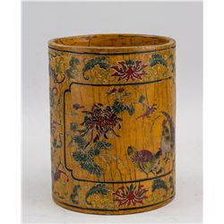 Chinese Bamboo Carved Cyldrincal Brush Pot