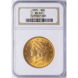 1895 $20 Liberty Head Double Eagle Gold Coin NGC MS63