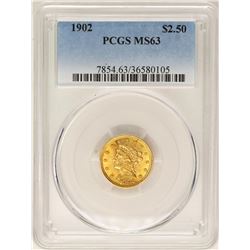 1902 $2 1/2 Liberty Head Quarter Eagle Gold Coin PCGS MS63