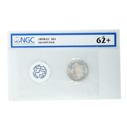 1878-CC $1 Morgan Silver Dollar Coin GSA Soft Pack NGC MS62+ Nice Toning