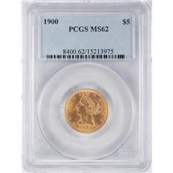 1900 $5 Liberty Head Half Eagle Gold Coin PCGS MS62