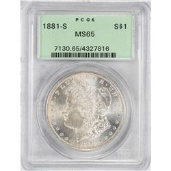 1881-S $1 Morgan Silver Dollar Coin PCGS MS65 Old Green Holder