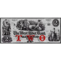 1800's $2 The West River Bank Jamaica, VT Obsolete Bank Note