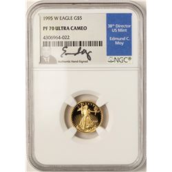 1995-W $5 American Gold Eagle Proof Coin NGC PF70 W/Edmund C. Moy Signature