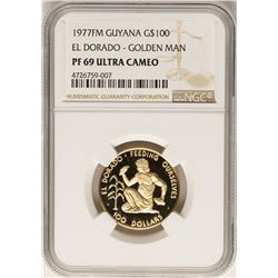 1977FM Guyana $100 Gold Coin El Dorado Golden Man NGC PF69 Ultra Cameo