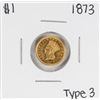 Image 1 : 1873 $1 Indian Princess Head Gold Dollar Coin