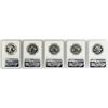 Image 2 : Lot of (5) 1957 Proof Franklin Half Dollar Coins NGC PF66