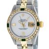 Image 1 : Rolex Ladies Two Tone 14K MOP Diamond & Emerald Datejust Wriswatch