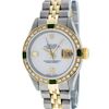 Image 2 : Rolex Ladies Two Tone 14K MOP Diamond & Emerald Datejust Wriswatch