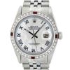 Image 1 : Rolex Mens Stainless Steel MOP Roman 36MM Diamond & Ruby Datejust Wristwatch