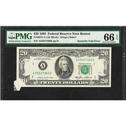 1985 $20 Federal Reserve Note Butterfly Fold ERROR PMG Gem Uncirculated 66EPQ