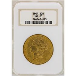 1904 $20 Liberty Head Double Eagle Gold Coin NGC MS61