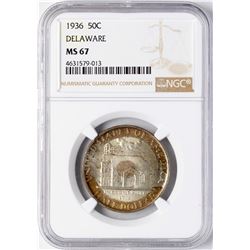 1936 Delaware Commemorative Half Dollar Coin NGC MS67