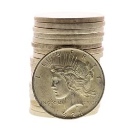 Roll of (20) Brilliant Uncirculated 1922 $1 Peace Silver Dollar Coins