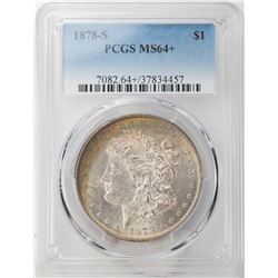 1878-S $1 Morgan Silver Dollar Coin PCGS MS64+ Amazing Reverse Toning