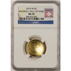 2014-W $5 Baseball Hall of Fame Commemorative Gold Coin NGC MS70