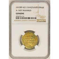 AH389-421 Ghaznavid Dinar A-1607 Mahmud Gold Coin NGC Genuine