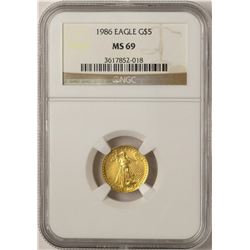 1986 $5 American Gold Eagle Coin NGC MS69