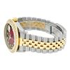 Image 4 : Rolex Mens Two Tone Red Vignette VS 3 ctw Channel Set Diamond Datejust Wristwatc