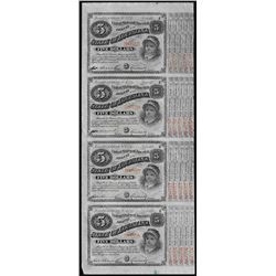 Uncut Sheet of (4) State of Louisiana Baby Bond Obsolete Notes