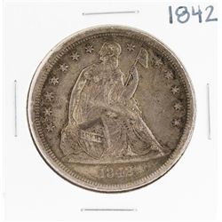 1842 $1 Seated Liberty Silver Dollar Coin