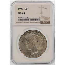 1923 $1 Peace Silver Dollar Coin NGC MS65