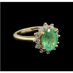 2.02 ctw Emerald and Diamond Ring - 14KT Yellow Gold