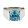 Image 2 : 6.36 ctw Blue Zircon Ring - Platinum