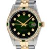 Image 2 : Rolex Mens 2 Tone 14K Green Vignette Diamond & Emerald Datejust Wristwatch