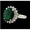 Image 1 : 4.39 ctw Emerald and Diamond Ring - 14KT White Gold