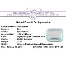 4.27 ct.Natural Emerald Cut Aquamarine