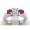 Image 1 : 14k White Gold 3 Stone Engagement Ring