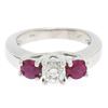 Image 2 : 14k White Gold 3 Stone Engagement Ring