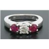 Image 4 : 14k White Gold 3 Stone Engagement Ring