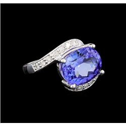 14KT White Gold 5.13 ctw Tanzanite and Diamond Ring