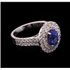 Image 2 : 1.50 ctw Tanzanite and Diamond Ring - 14KT White Gold