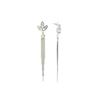 Image 2 : Crystal Petal Post Tassel Earrings - Silver Plated