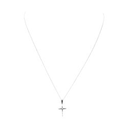 0.01 ctw Diamond Cross Pendant with Chain - 14KT White Gold